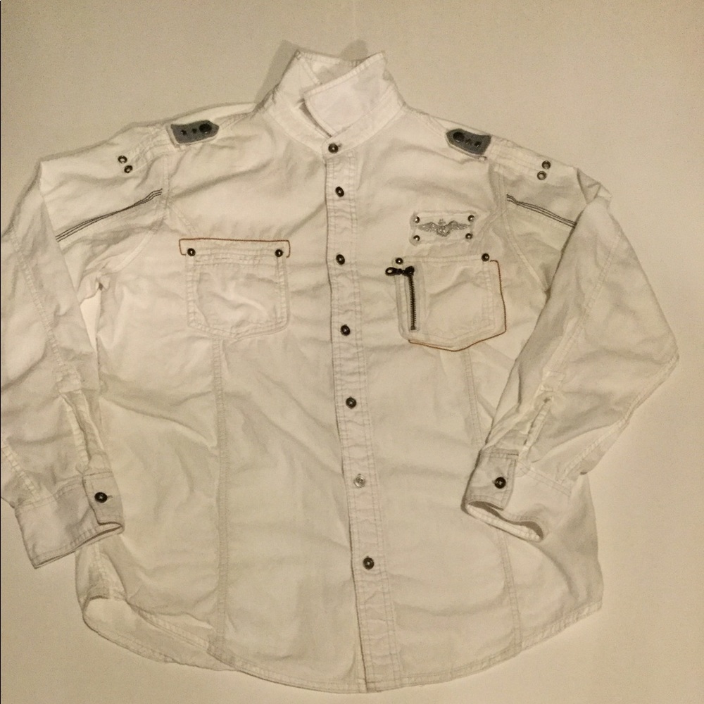 Decree Military Theme Button Down Shirt.